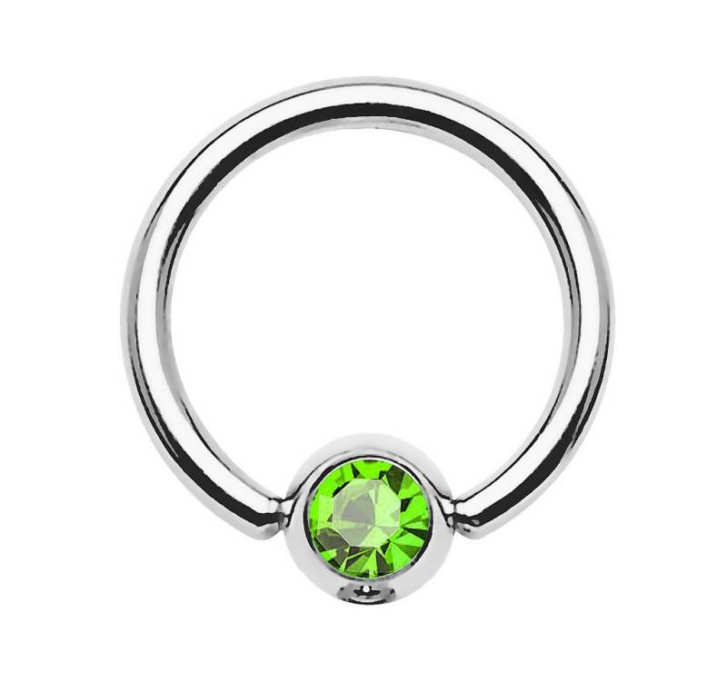 Taffstyle Nasenpiercing BCR Klemmring Tragus Universal Ring Silber Grün 1,2mm x 8mm x 3mm (Cartilage Tragus Helix Orbital Brust Lippenbädchen Lippenpiercing), Intim Piercing Edelstahl Nasenpiercing Nasenring Nase Ohrpiercing Ohr von Taffstyle