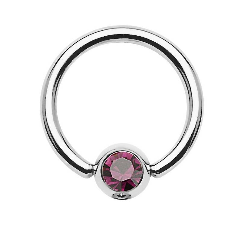 Taffstyle Nasenpiercing BCR Klemmring Tragus Universal Ring Silber Lila 1,2mm x 8mm x 3mm (Cartilage Tragus Helix Orbital Brust Lippenbädchen Lippenpiercing), Intim Piercing Edelstahl Nasenpiercing Nasenring Nase Ohrpiercing Ohr von Taffstyle