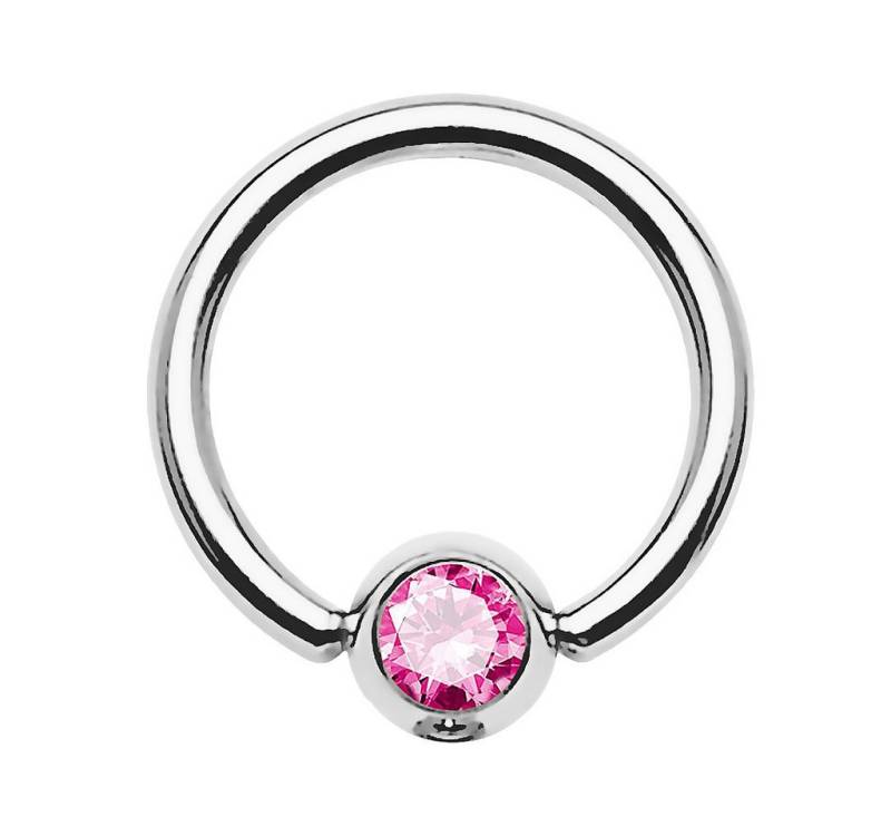 Taffstyle Nasenpiercing BCR Klemmring Tragus Universal Ring Silber Pink 1,2mm x 10mm x 4mm (Cartilage Tragus Helix Orbital Brust Lippenbädchen Lippenpiercing), Intim Piercing Edelstahl Nasenpiercing Nasenring Nase Ohrpiercing Ohr von Taffstyle