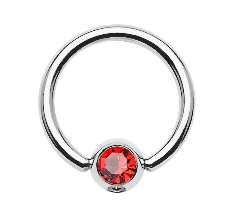 Taffstyle Nasenpiercing BCR Klemmring Tragus Universal Ring Silber Rot 0,8mm x 8mm x 3mm (Cartilage Tragus Helix Orbital Brust Lippenbädchen Lippenpiercing), Intim Piercing Edelstahl Nasenpiercing Nasenring Nase Ohrpiercing Ohr von Taffstyle