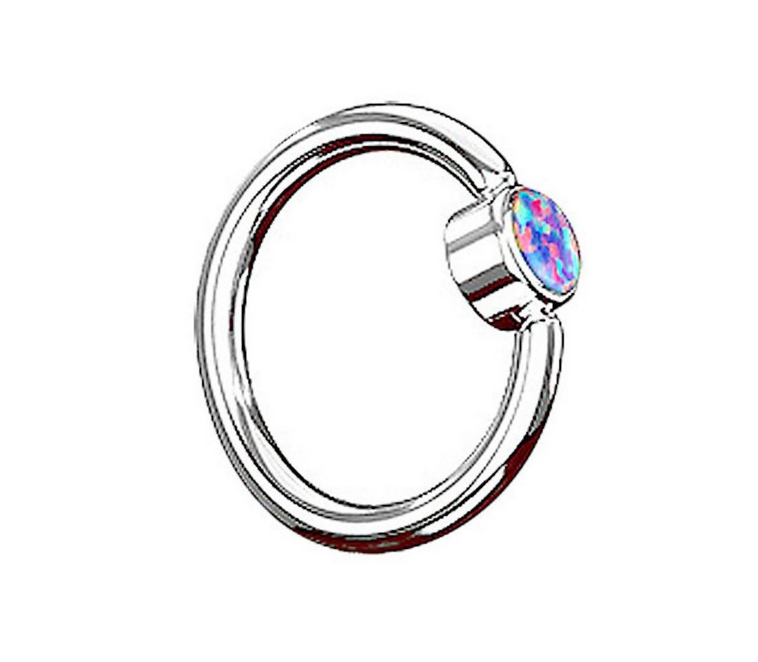 Taffstyle Nasenpiercing BCR Tragus Piercing Klemmring Flache Kugel Opal, BCR Piercing Klemmring Ring Flach mit Opal Klemm Kugel Septum Nasen Lippen Helix Ohr Tragus Silber von Taffstyle