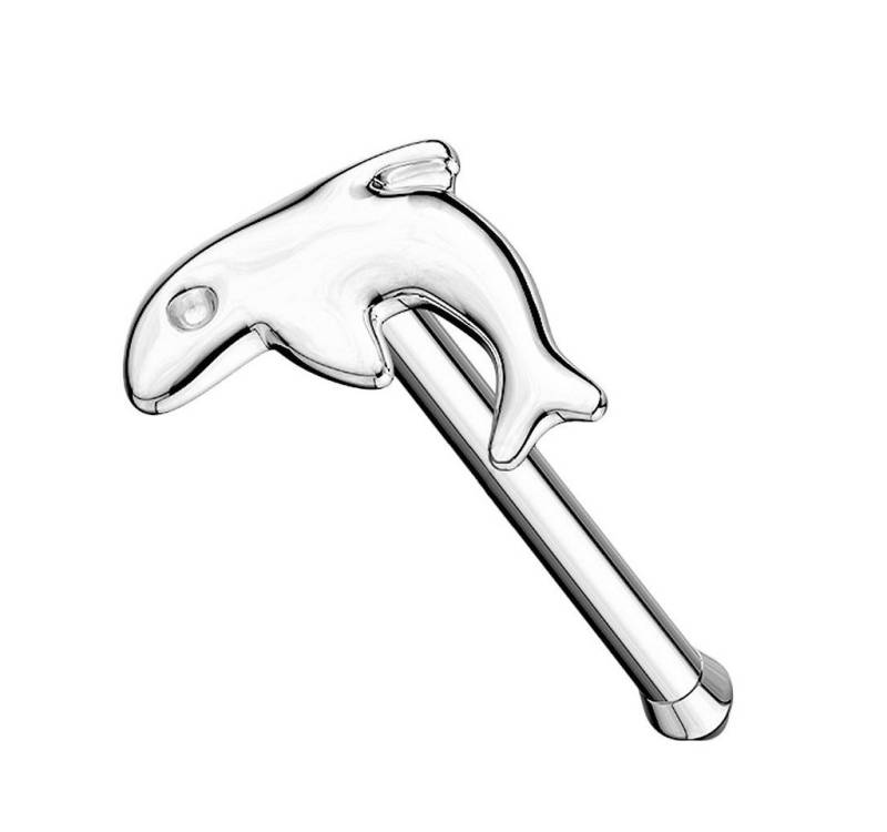 Taffstyle Nasenpiercing Echt Gold 14 Karat Nasenpiercing Delfin, Piercing Stab Stecker Barbell Nase Nasenstecker Tragus Helix Ohr Lippe von Taffstyle