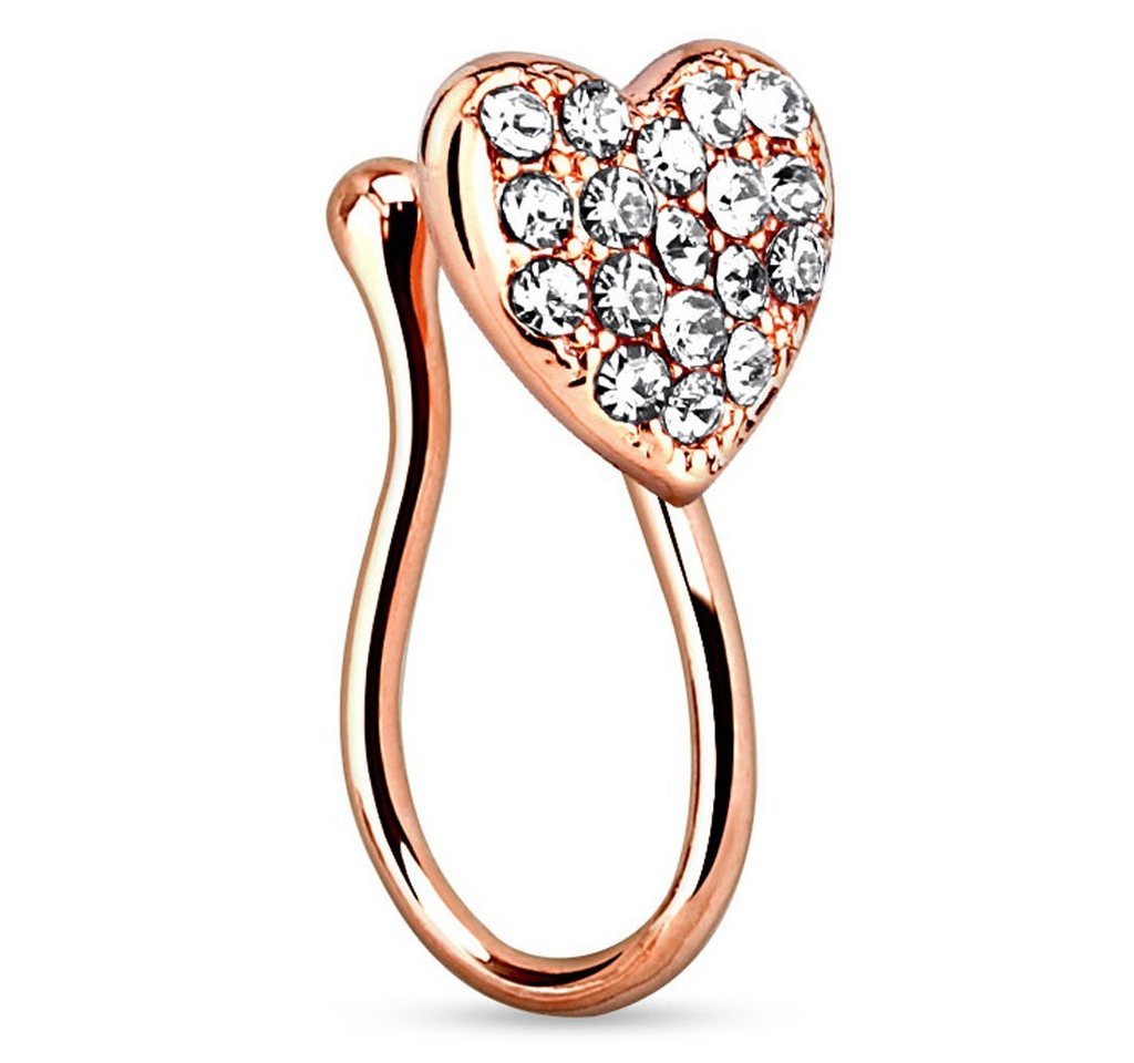 Taffstyle Nasenpiercing Fake Ring Piercing Hoop Messing Herz Kristallen, Non Piercing Nasenpiercing Nasenring Hoop Clip On Septum Nasenstecker von Taffstyle