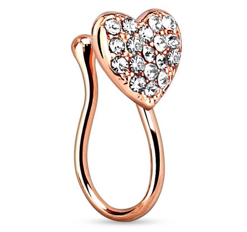 Taffstyle Nasenpiercing Fake Ring Piercing Hoop Messing Herz Kristallen, Non Piercing Nasenpiercing Nasenring Hoop Clip On Septum Nasenstecker von Taffstyle