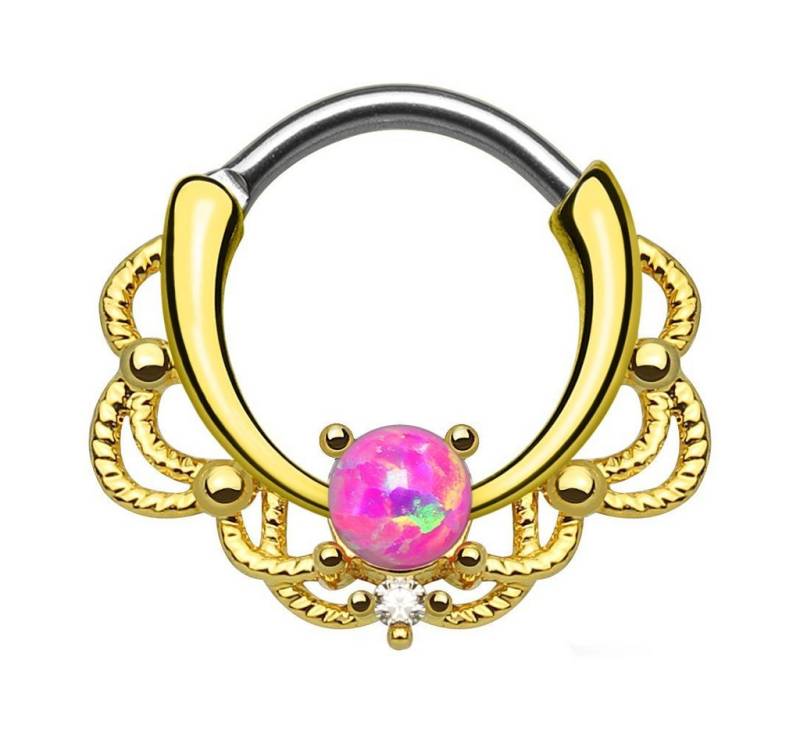 Taffstyle Nasenpiercing Nasenpiercing Lippenpiercing Tragus Helix Ohr, Piercing Universal Clicker Ring Septum Tragus Helix Ohr Opal Vergoldet von Taffstyle