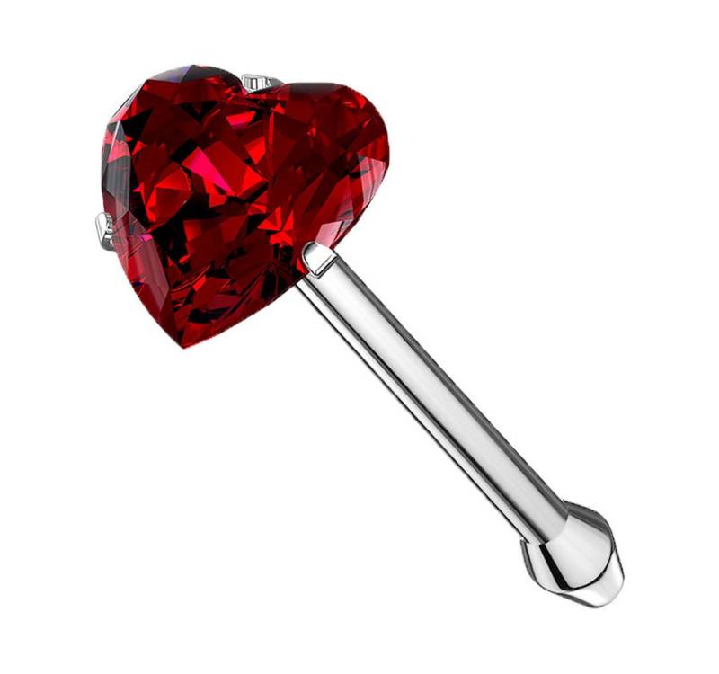 Taffstyle Nasenpiercing Nasenpiercing Nostril Stecker mit eingefassten Herz Kristall Rot (Nasenpiercing Stecker Nasenstecker Nase Ohrpiercing), Piercing Nasenstecker Nase Ohrpiercing Cartilage Ohr Tragus Helix von Taffstyle