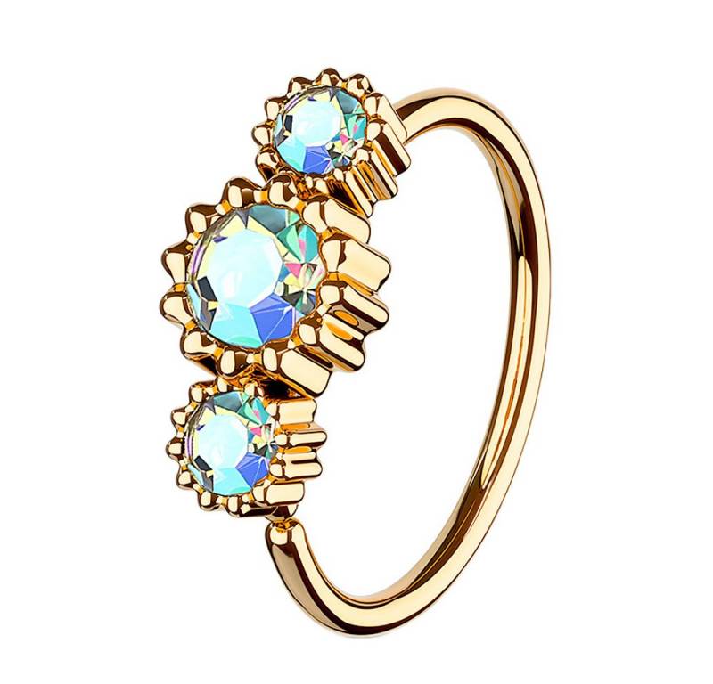 Taffstyle Nasenpiercing Nasenpiercing Universal Tragus Rosegold IP mit 3 Kristallen Rainbow (Helix Orbital Brust Intim Piercing Ring Lippenbädchen Lippenpiercing), Ohr Ring Nasenpiercing Nasenring Nase Ohrpiercing Cartilage Tragus von Taffstyle