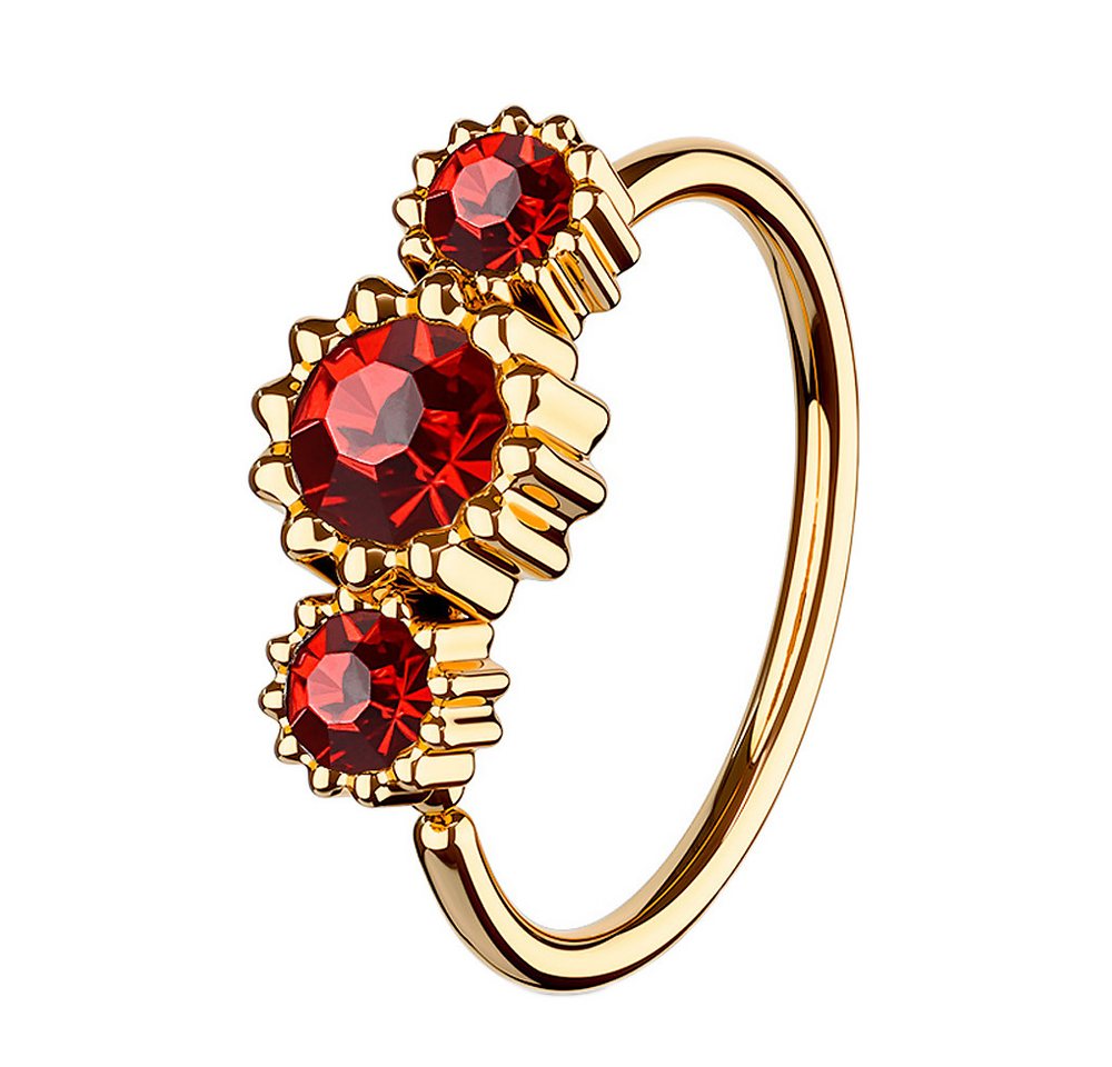 Taffstyle Nasenpiercing Nasenpiercing Universal Tragus Rosegold IP mit 3 Kristallen Rot (Helix Orbital Brust Intim Piercing Ring Lippenbädchen Lippenpiercing), Ohr Ring Nasenpiercing Nasenring Nase Ohrpiercing Cartilage Tragus von Taffstyle
