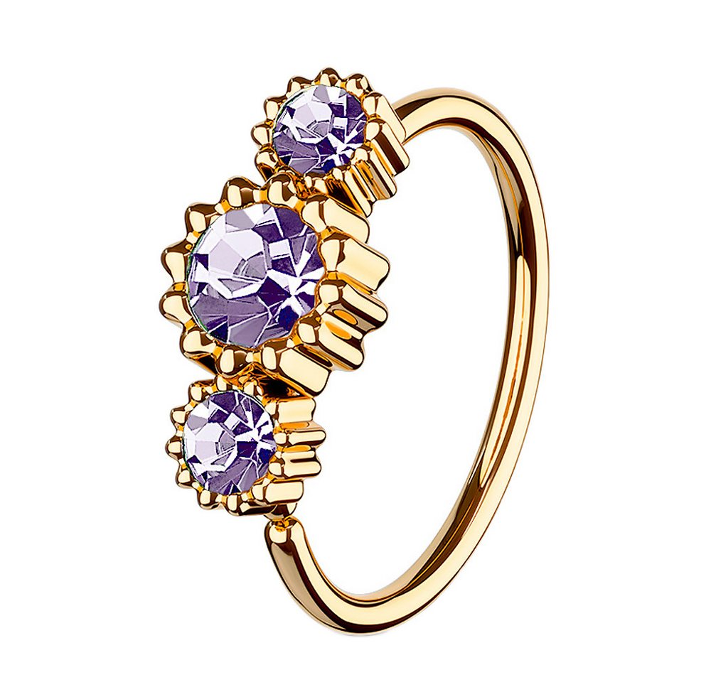 Taffstyle Nasenpiercing Nasenpiercing Universal Tragus Rosegold IP mit 3 Kristallen Tanzanite (Helix Orbital Brust Intim Piercing Ring Lippenbädchen Lippenpiercing), Ohr Ring Nasenpiercing Nasenring Nase Ohrpiercing Cartilage Tragus von Taffstyle
