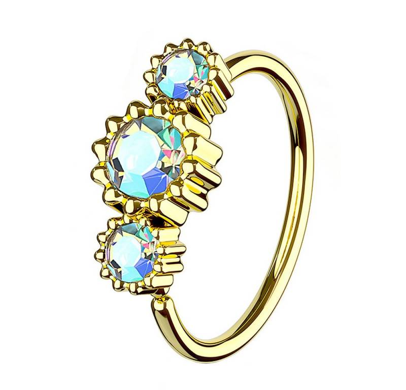 Taffstyle Nasenpiercing Nasenpiercing Universal Tragus vergoldet mit 3 Kristallen Rainbow (Helix Orbital Brust Intim Piercing Ring Lippenbädchen Lippenpiercing), Ohr Ring Nasenpiercing Nasenring Nase Ohrpiercing Cartilage Tragus von Taffstyle