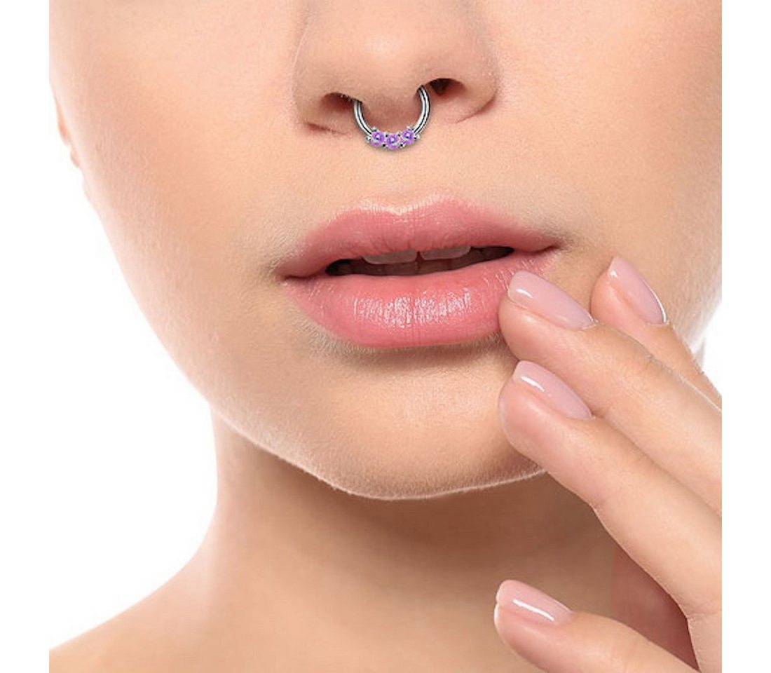 Taffstyle Nasenpiercing Piercing Clicker Scharnier mit Opal, Segment Glitzer Stein Septum Tragus Helix Lippe Nasenpiercing Knorpe von Taffstyle