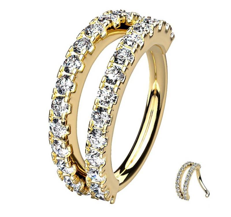 Taffstyle Nasenpiercing Piercing Continuous Knorpel Doppel Kristall Ring, Ring Ohr Herz Zirkonia Glitzer Fake Hoop Clip Nase Lippe Nasenring von Taffstyle