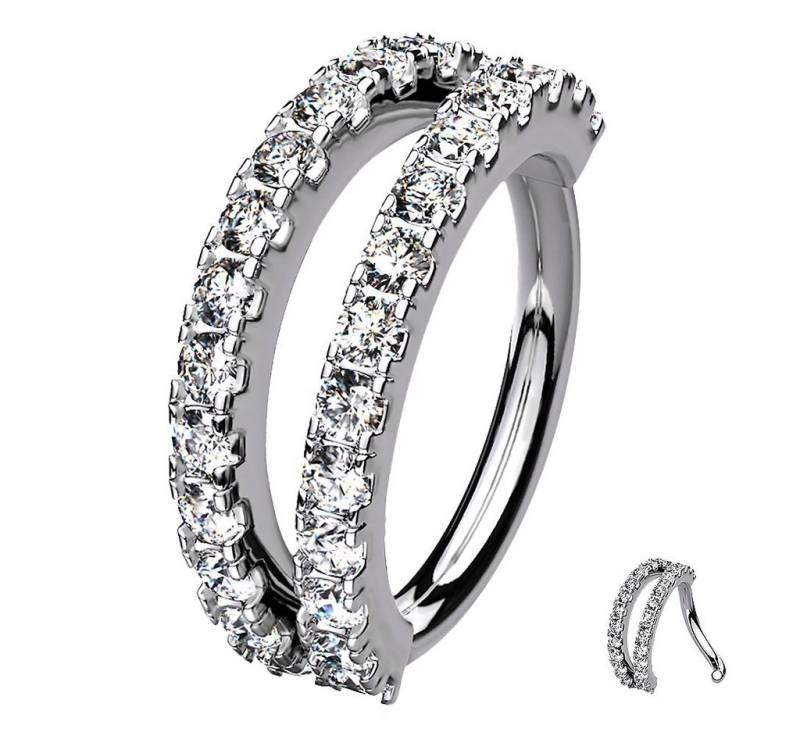 Taffstyle Nasenpiercing Piercing Continuous Knorpel Doppel Kristall Ring, Ring Ohr Herz Zirkonia Glitzer Fake Hoop Clip Nase Lippe Nasenring von Taffstyle
