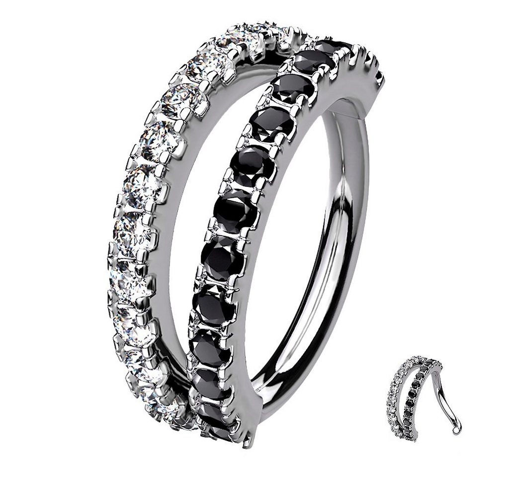 Taffstyle Nasenpiercing Piercing Continuous Knorpel Doppel Kristall Ring, Ring Ohr Herz Zirkonia Glitzer Fake Hoop Clip Nase Lippe Nasenring von Taffstyle