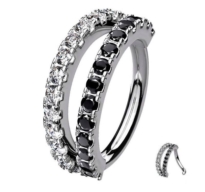 Taffstyle Nasenpiercing Piercing Continuous Knorpel Doppel Kristall Ring, Ring Ohr Herz Zirkonia Glitzer Fake Hoop Clip Nase Lippe Nasenring von Taffstyle