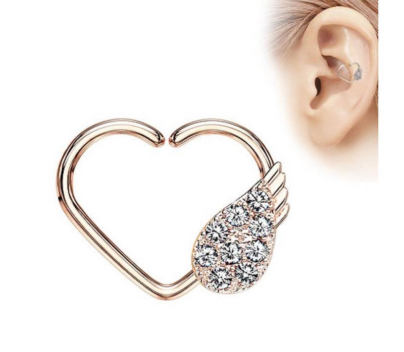 Taffstyle Nasenpiercing Piercing Continuous Ring Kristall Engelsflügel, Ohrpiercing Zirkonia Engelsflügel Glitzer Fake Hoop Clip Nase Lippe von Taffstyle