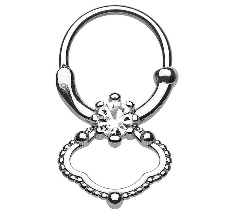 Taffstyle Nasenpiercing Piercing Doppel Tribal Ring mit Kristall Stein, Ring Septum Tragus Helix Ohr Nase Lippe Brust Intim Scharnier Clicker von Taffstyle