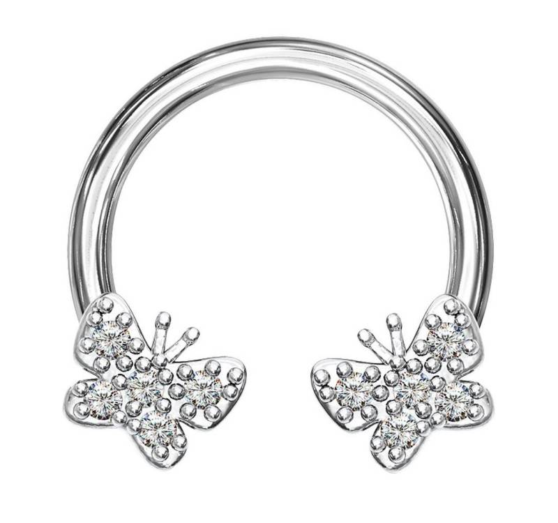 Taffstyle Nasenpiercing Piercing Hufeisen Kristall Schmetterling Horseshoe, Glitzer Schmetterling Septum Tragus Helix Ohr Nase Lippe Nasenpiercing von Taffstyle