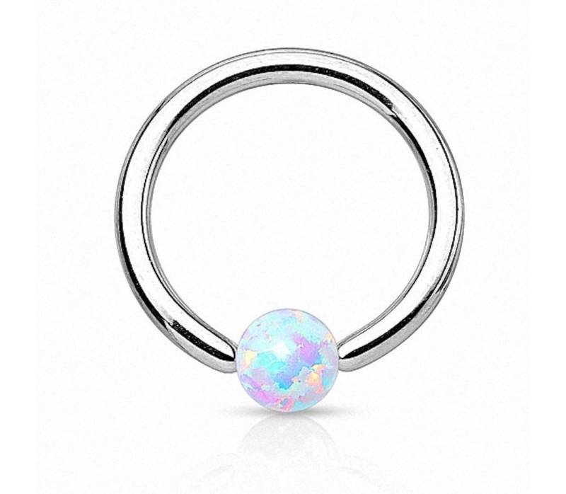 Taffstyle Nasenpiercing Piercing Klemmring Ring mit Opal Klemm Kugel, Ring Septum Nasen Lippen Helix Ohrpiercing Intimpiercing Lippenband von Taffstyle