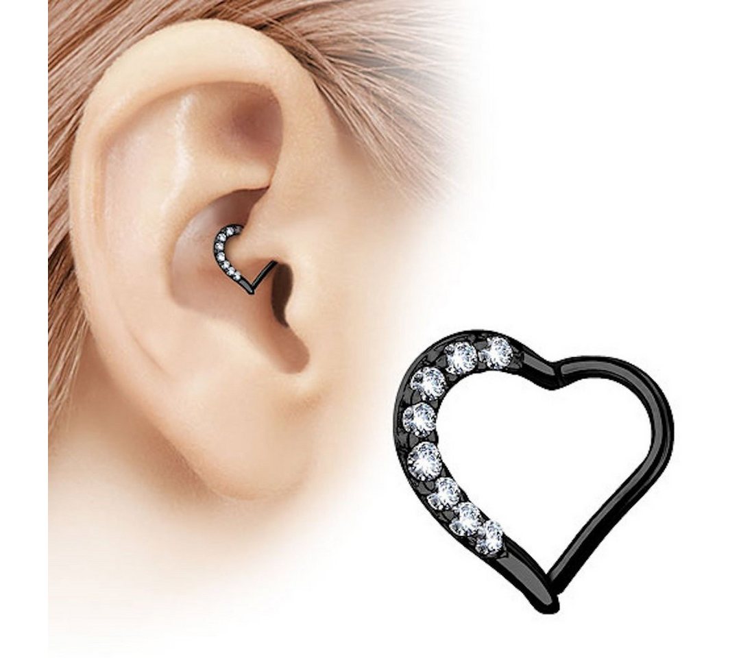 Taffstyle Nasenpiercing Piercing Knorpel Helix Ring Scharnier Clicker, Herz Kristall GLitzer Septum Tragus Nase Lippe Nasenpiercing Knorpel von Taffstyle