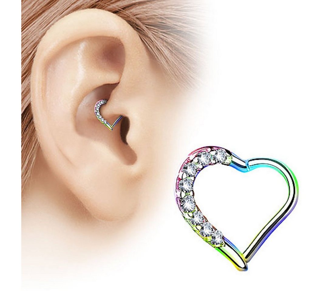 Taffstyle Nasenpiercing Piercing Knorpel Helix Ring Scharnier Clicker, Herz Kristall GLitzer Septum Tragus Nase Lippe Nasenpiercing Knorpel von Taffstyle