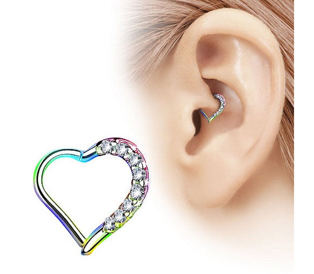 Taffstyle Nasenpiercing Piercing Knorpel Helix Ring Scharnier Clicker, Herz Kristall GLitzer Septum Tragus Nase Lippe Nasenpiercing Knorpel von Taffstyle