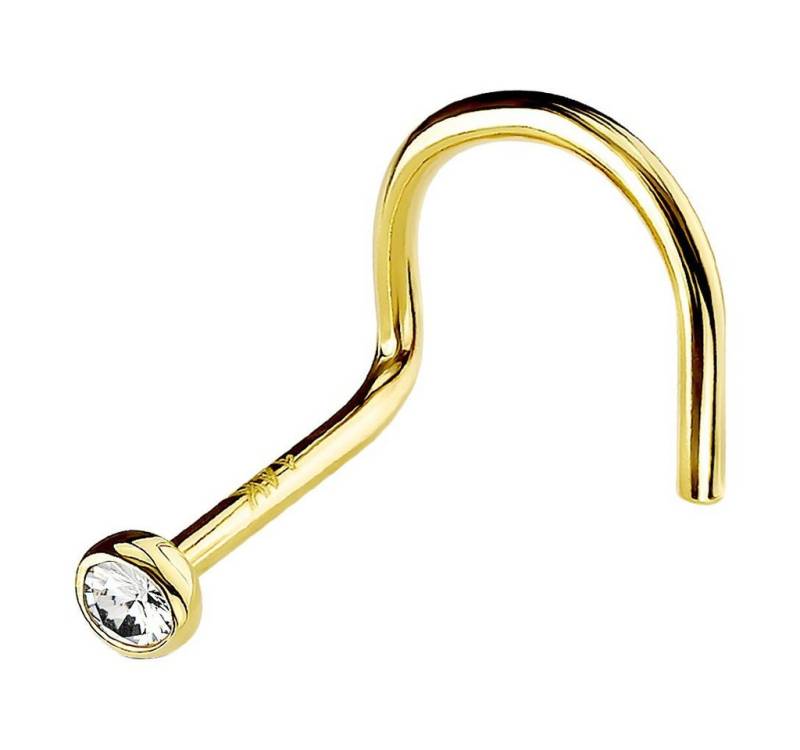 Taffstyle Nasenpiercing Piercing Nase Ohr Lippe Gold mit Zirkonia Weiß, Stab Stecker Barbell Nasenpiercing Nasenstecker Tragus Helix Ohr Lippe von Taffstyle