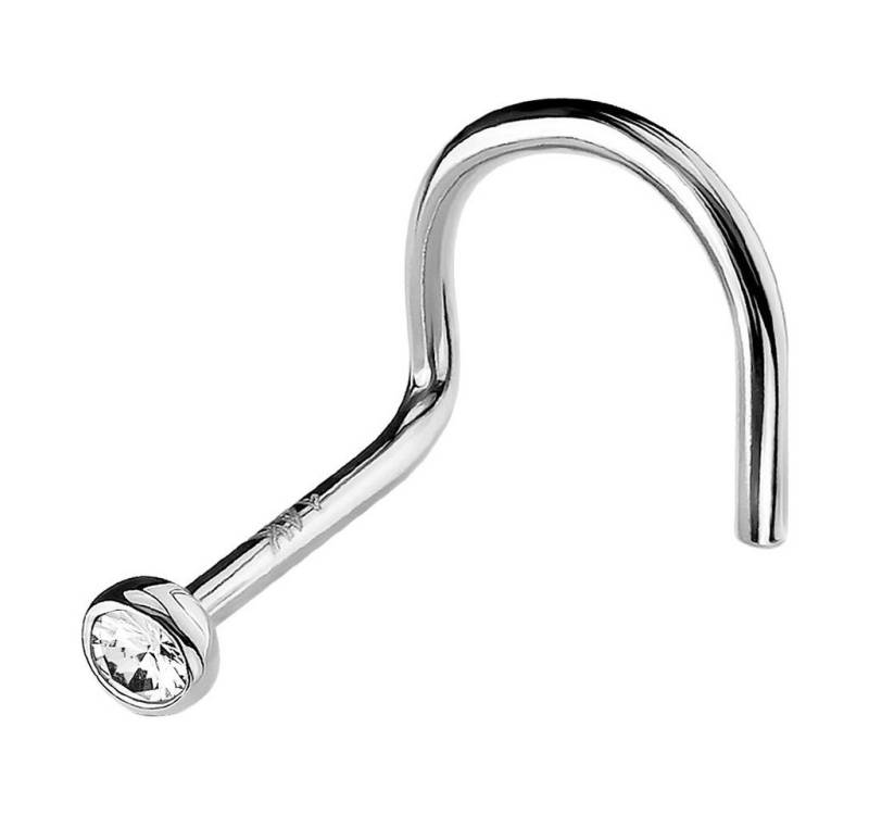 Taffstyle Nasenpiercing Piercing Nase Ohr Lippe Gold mit Zirkonia Weiß, Stab Stecker Barbell Nasenpiercing Nasenstecker Tragus Helix Ohr Lippe von Taffstyle
