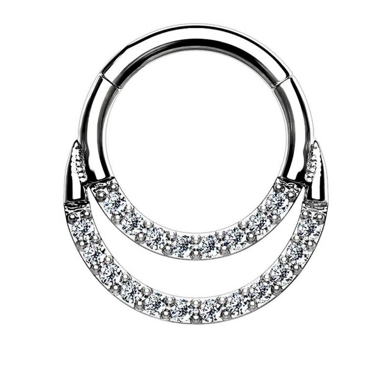 Taffstyle Nasenpiercing Piercing Nase Segment Ring Clicker Kristalle, Titan Scharnier Septum Tragus Helix Nasenring Nasenpiercing Ohr Doppel von Taffstyle