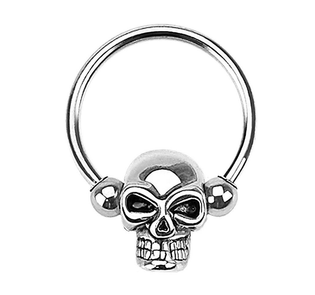 Taffstyle Nasenpiercing Piercing Ring BCR Hufeisen mit Totenkopf, Lippenpiercing Nasenpiercing Ohrpiercing Tragus Helix Intimpiercing von Taffstyle