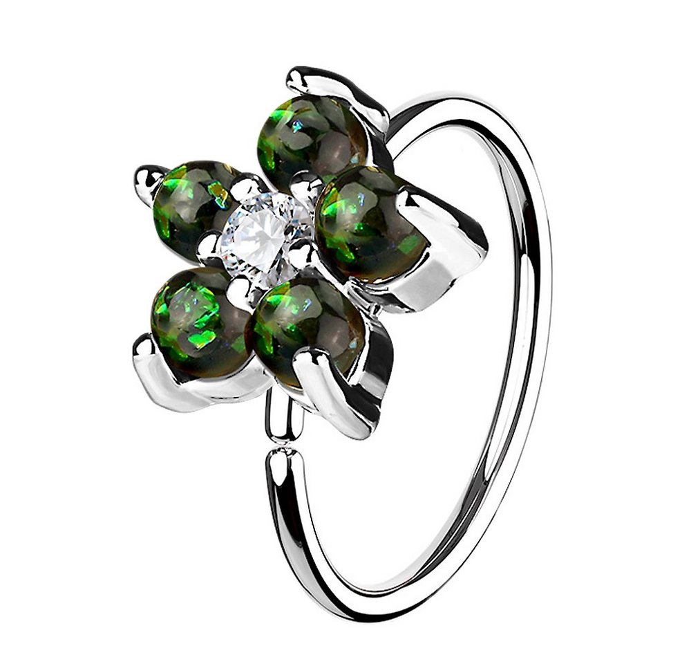 Taffstyle Nasenpiercing Piercing Ring Continuous Opal Kristall Blume Motiv, Universal Ring Ohr Nase Lippe Brust Intim Septum Tragus Helix von Taffstyle