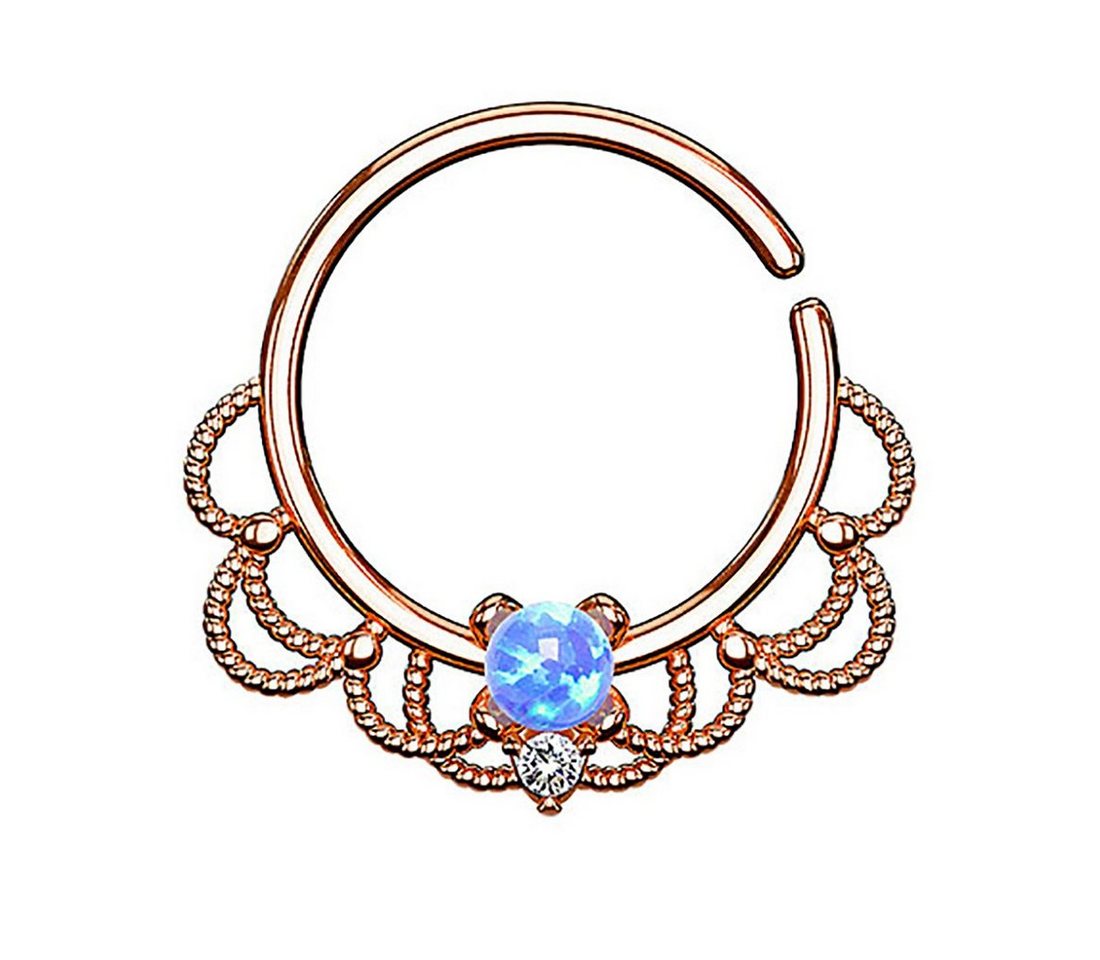 Taffstyle Nasenpiercing Piercing Ring Continuous Tribal mit Opal, Ring Ohr Nase Lippe Brust Intim Septum Tragus Helix Hufeisen Horseshoe Taffstyle Nasenpiercing Piercing Ring Continuous Tribal mit Opal, Ring Ohr Nase Lippe Brust Intim Septum Tragus Helix Hufeisen Horseshoe von Taffstyle