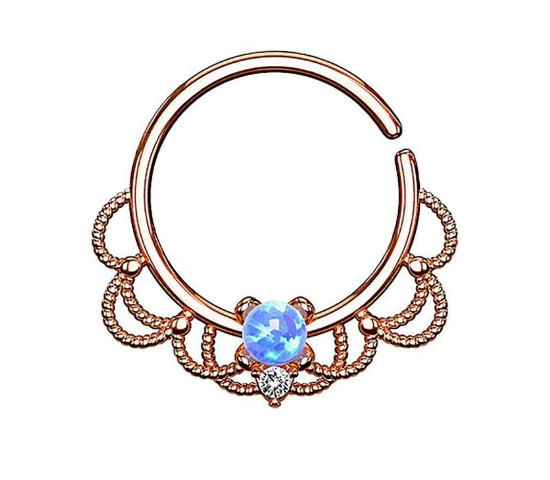 Taffstyle Nasenpiercing Piercing Ring Continuous Tribal mit Opal, Ring Ohr Nase Lippe Brust Intim Septum Tragus Helix Hufeisen Horseshoe von Taffstyle