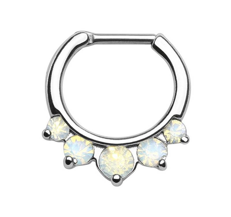 Taffstyle Nasenpiercing Piercing Ring Opal Stein Spitzen Septum Tragus, Universal Ring Opal Helix Ohr Nase Lippe Brust Intim Scharnier Clicker von Taffstyle