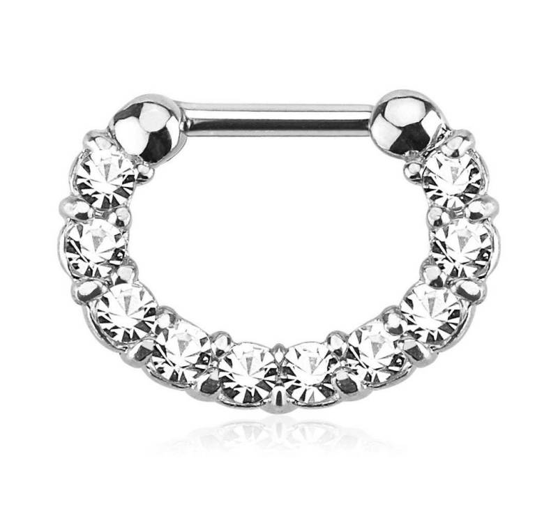 Taffstyle Nasenpiercing Piercing Ring Schild Clicker mit 5 Zirkonia, Septum Tragus Helix Ohr Nase Lippe Brust Intim Nasenpiercing Nasenring von Taffstyle