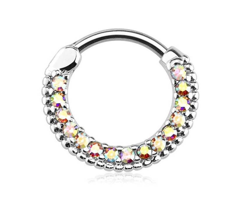 Taffstyle Nasenpiercing Piercing Ring Schild Clicker mit Glitzer Stein, Ring Ohr Nase Lippe Brust Intim Nasenpiercing Nasenring Ohrpiercing von Taffstyle