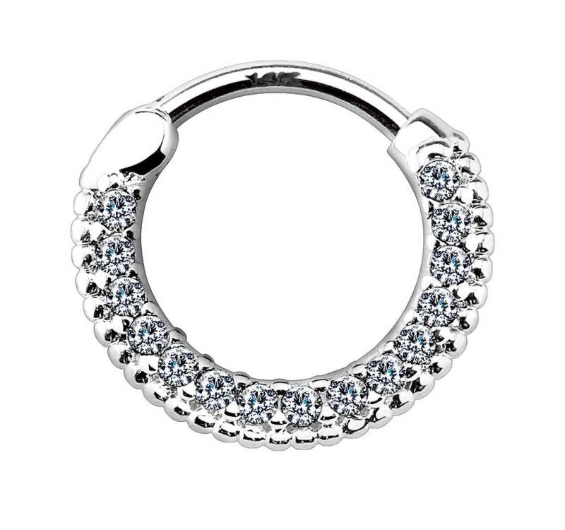Taffstyle Nasenpiercing Piercing Ring Strass Kristall 585 Gold 14 Karat, Segment Clicker Scharnier Glitzer Tragus Helix Nase Lippe Nasenring von Taffstyle
