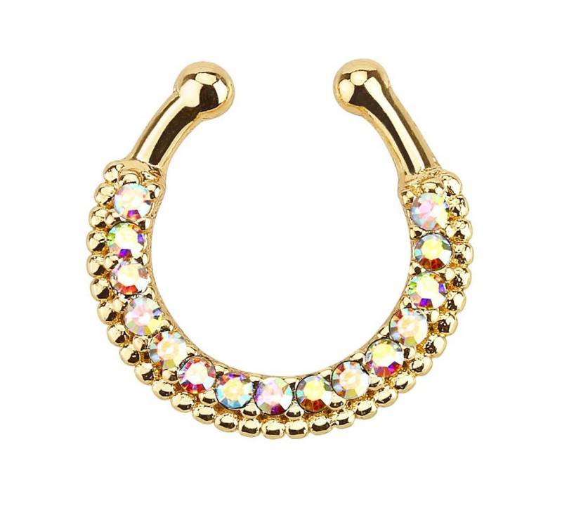 Taffstyle Nasenpiercing Piercing Septum Clicker Ring Strass Kristall, Fake Nase Lippe Ohr Helix Tragus Schild Clicker Ring Strass Kristall von Taffstyle