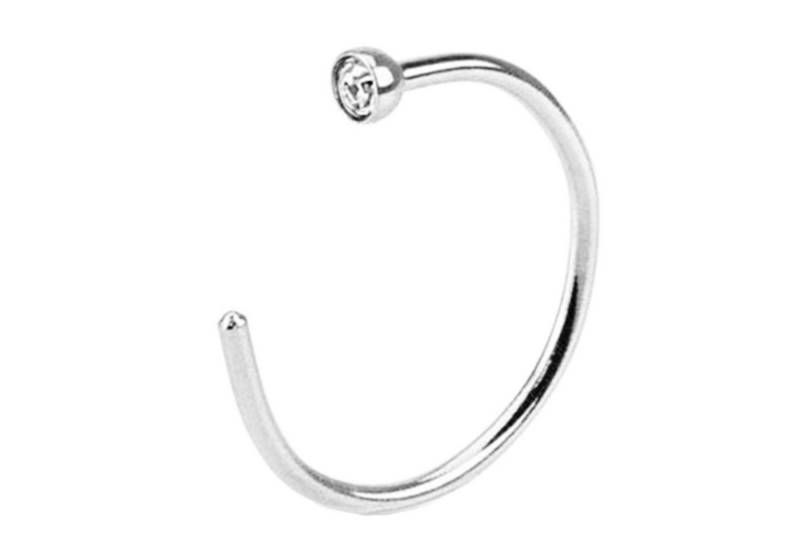 Taffstyle Nasenpiercing Piercing Septum Ring mit Solitär Stein, Universal Nase Lippe Ohr Helix Tragus Intim Brust Hoop Ring Solitär von Taffstyle