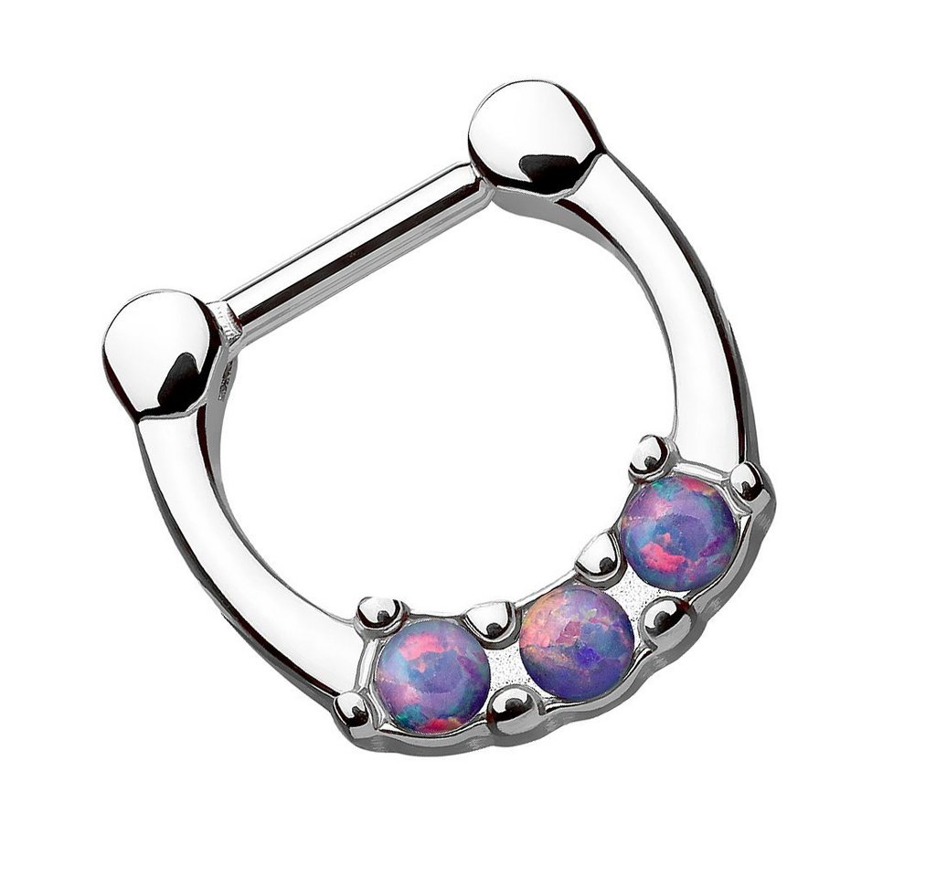 Taffstyle Nasenpiercing Piercing Septum Scharnier mit 3 Opal Steinen, Ring Clicker Lippen Nasen Lippe Ohr Tragus Helix Intim Horseshoe von Taffstyle