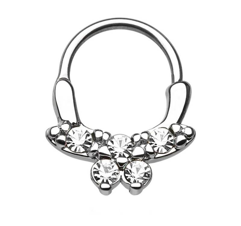 Taffstyle Nasenpiercing Piercing Septum Scharnier mit Kristall Schleife, Universal Ring Clicker Lippen Nasen Lippe Ohr Augenbraue Horseshoe von Taffstyle