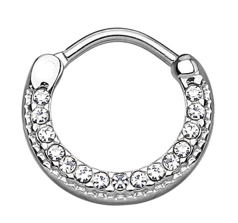 Taffstyle Nasenpiercing Piercing Septum Schild gebogen mit Kristallen, Ring Clicker Lippen Nasen Lippe Ohr Tragus Helix Augenbraue Horseshoe von Taffstyle