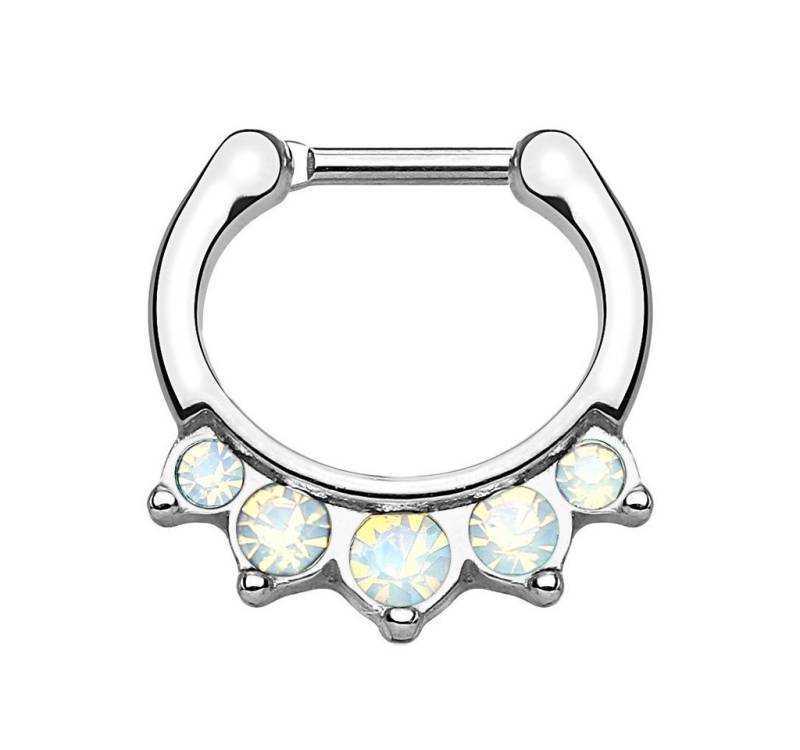 Taffstyle Nasenpiercing Piercing Septum Tragus Helix Hufeisen Horseshoe, Universal Ring Clicker Scharnier Tribal Opal Stein Ohr Nase Lippe von Taffstyle