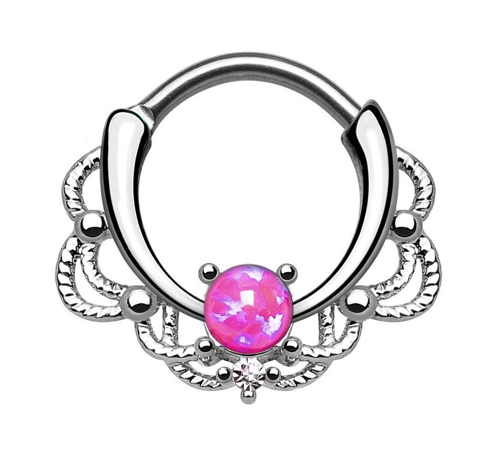 Taffstyle Nasenpiercing Piercing Septum Tragus Helix Ohr mit Opal, Universal Clicker Schild Ring Septum Nasenpiercing Lippenpiercing von Taffstyle