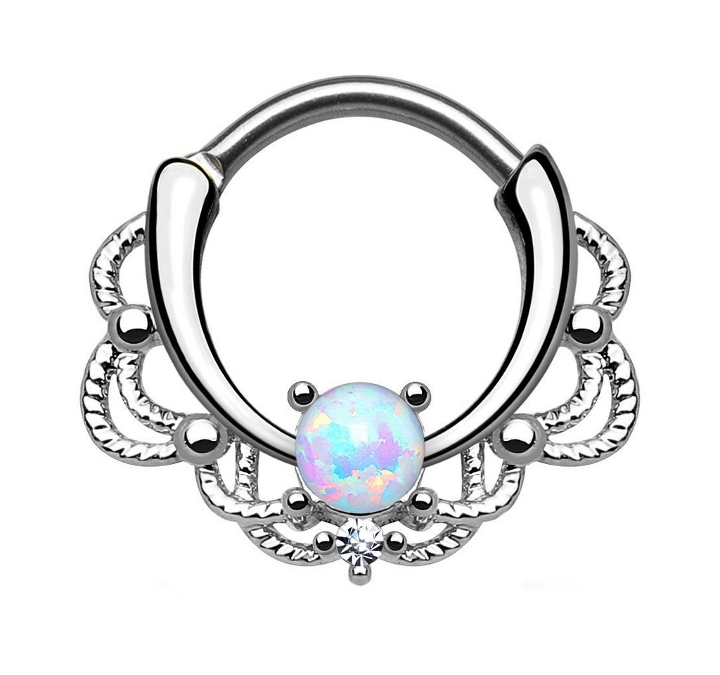 Taffstyle Nasenpiercing Piercing Septum Tragus Helix Ohr mit Opal, Universal Clicker Schild Ring Septum Nasenpiercing Lippenpiercing Taffstyle Nasenpiercing Piercing Septum Tragus Helix Ohr mit Opal, Universal Clicker Schild Ring Septum Nasenpiercing Lippenpiercing von Taffstyle
