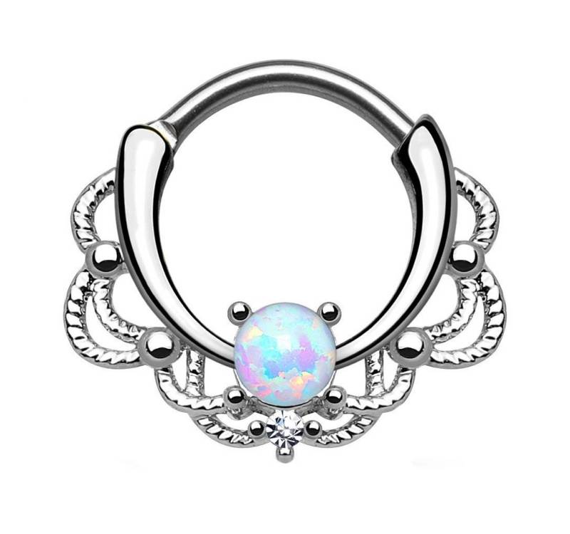Taffstyle Nasenpiercing Piercing Septum Tragus Helix Ohr mit Opal, Universal Clicker Schild Ring Septum Nasenpiercing Lippenpiercing von Taffstyle