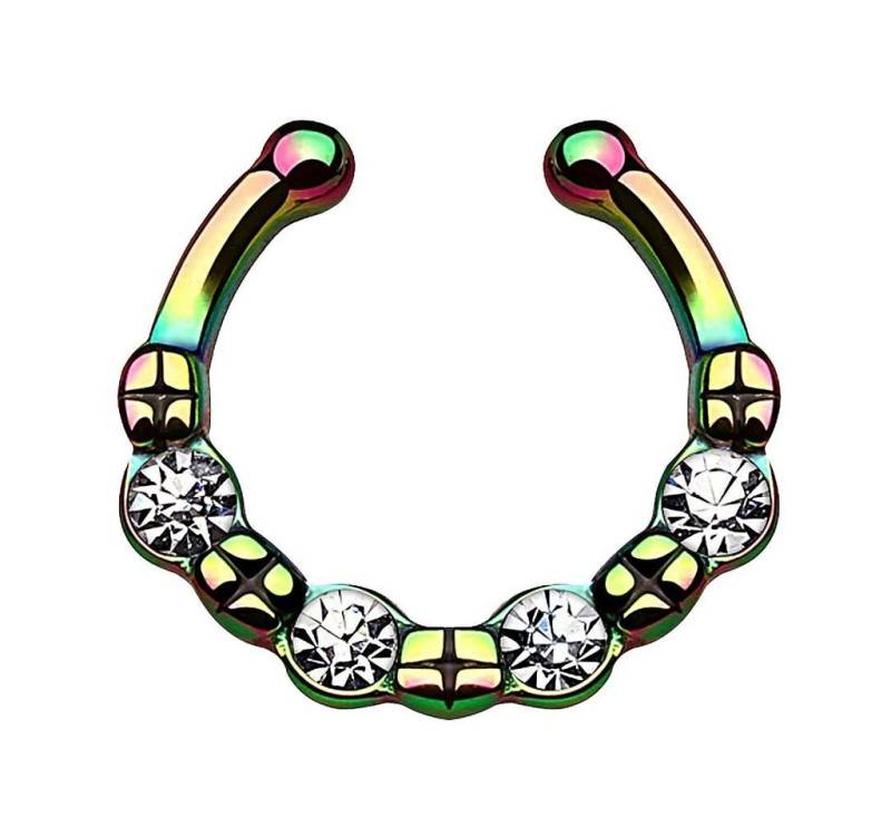 Taffstyle Nasenpiercing Piercing Septum Vintage mit 4 Zirkonia Kristall, Ring Nasen Lippen Helix Ohr Nippel Hufeisen Horseshoe Lippenbändchen von Taffstyle