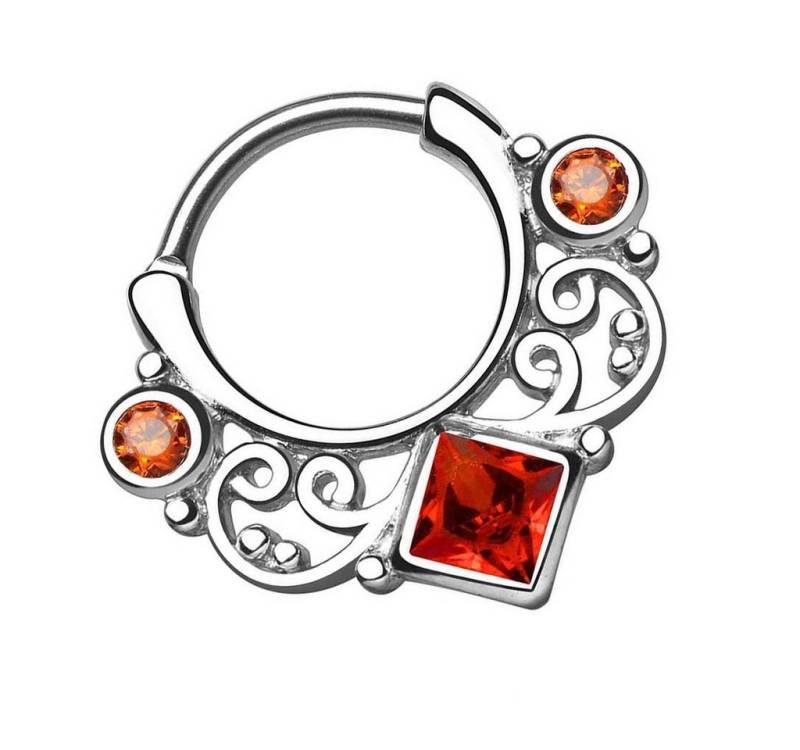 Taffstyle Nasenpiercing Piercing Septum vergoldet Tribal mit CZ Kristallen, Clicker Lippenpiercing Nasenpiercing Ohrpiercing Intimpiercing von Taffstyle