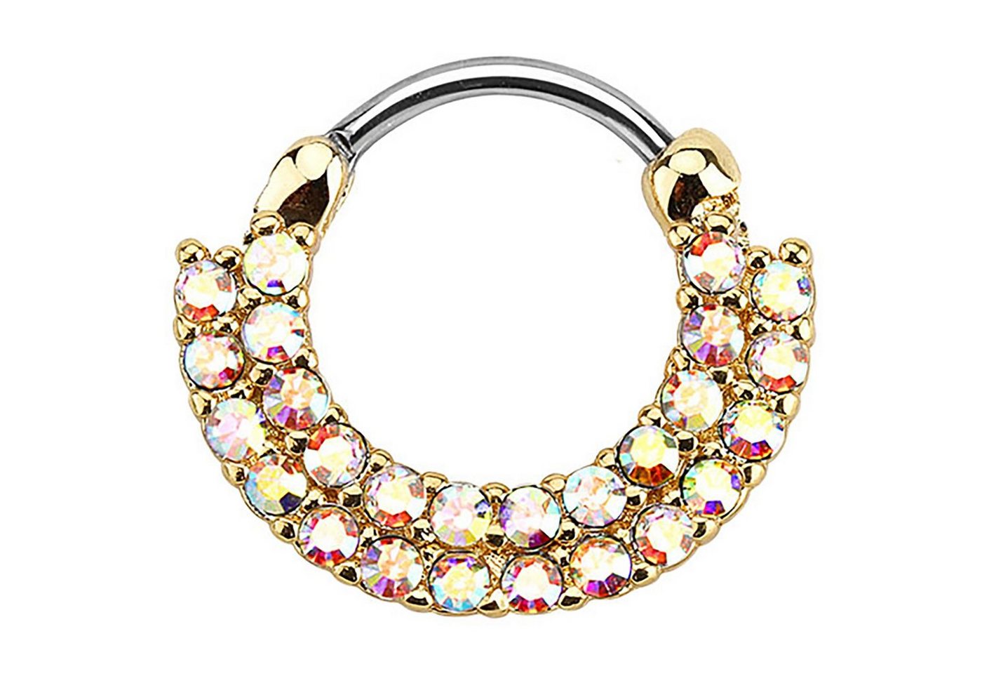 Taffstyle Nasenpiercing Piercing Tragus Schild Clicker Ring mit Kristall, Universal Septum Nase Lippe Ohr Helix Tragus Schild Clicker Ring von Taffstyle