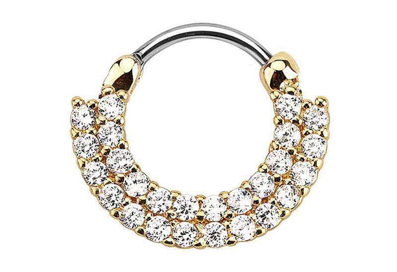 Taffstyle Nasenpiercing Piercing Tragus Schild Clicker Ring mit Kristall, Universal Septum Nase Lippe Ohr Helix Tragus Schild Clicker Ring von Taffstyle